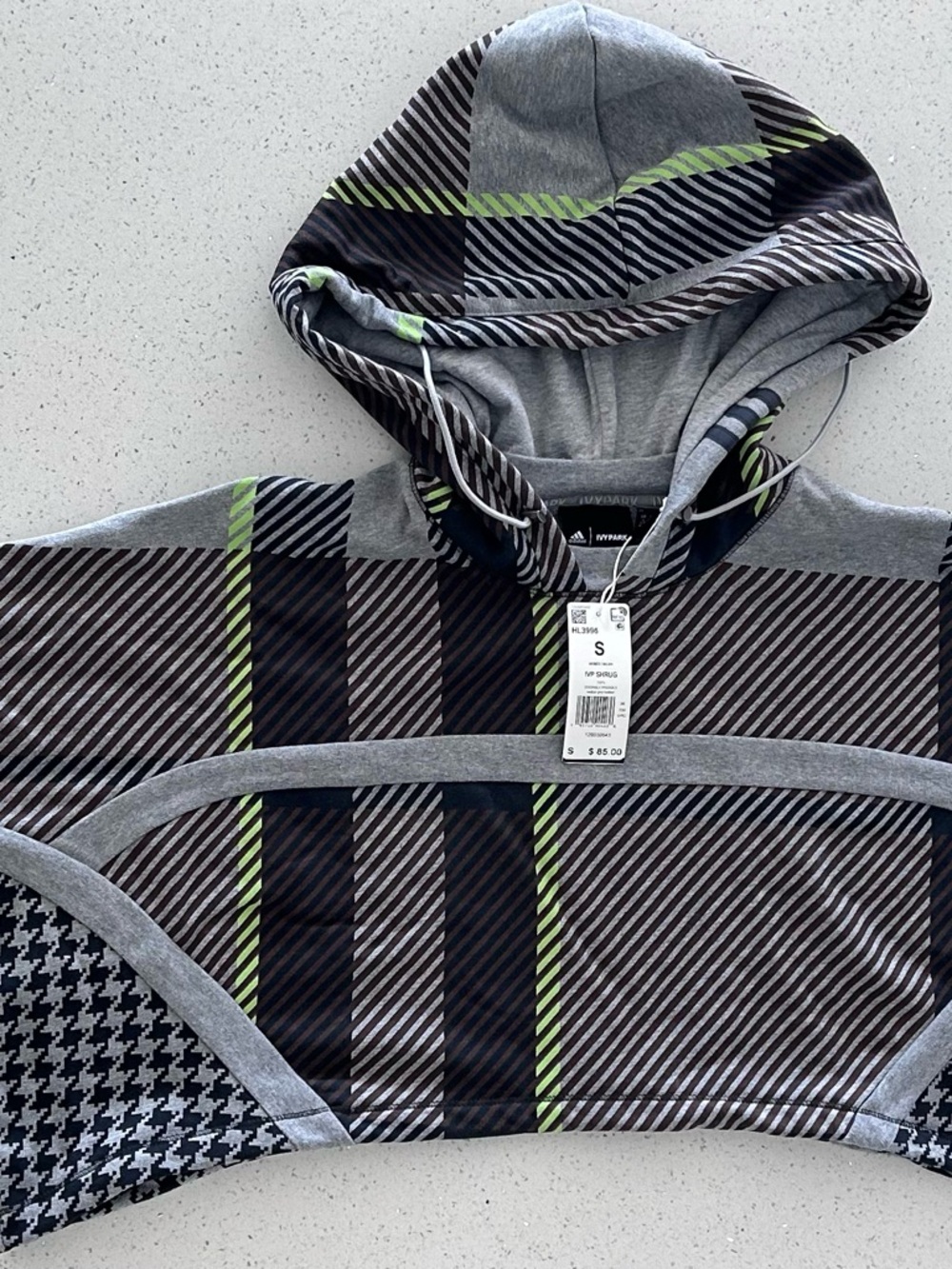 adidas Ivy Park Oversized Striped Shrug in Gray, Brown & Neon Green size S - Picture 10 of 13